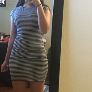 Tight Open Back Stripped Dress